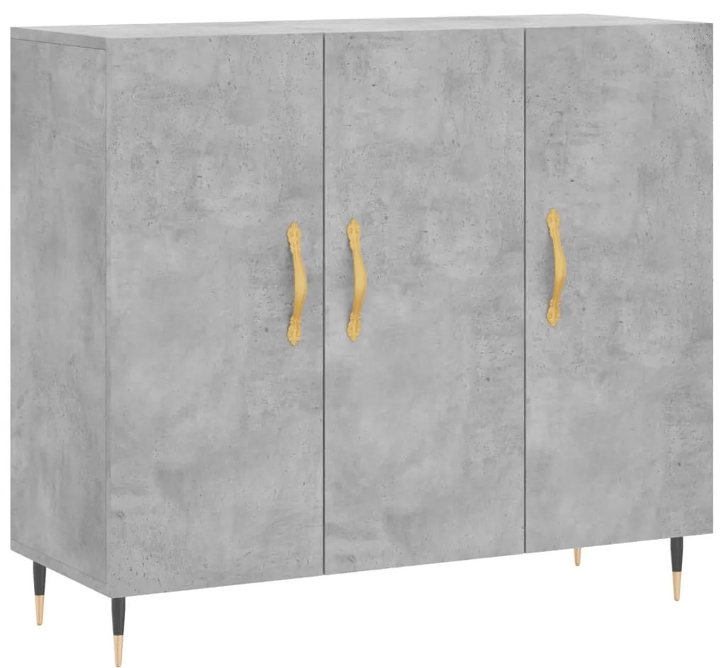 828088 vidaXL Сайдборд, бетонно сив, 90x34x80 см, инженерно дърво