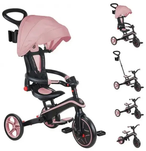 Детска триколка 4 в 1 GLOBBER EXPLORER TRIKE FOLDABLE, сгъваема, розов цвят