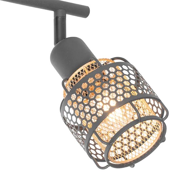 Дизайнерски таванен аплик черен със злато 2-светлина - Noud