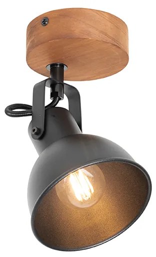 Индустриален прожектор черен с дърво наклонен - Tommy