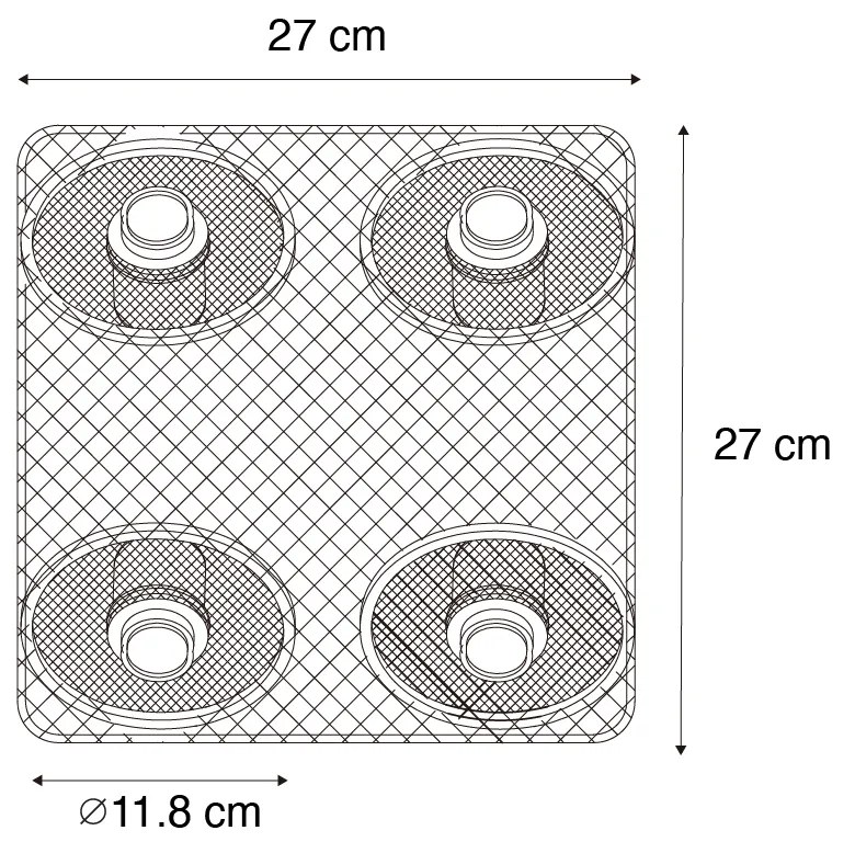 Индустриален таванен прожектор черен с дърво 4-светлина - Jasmine