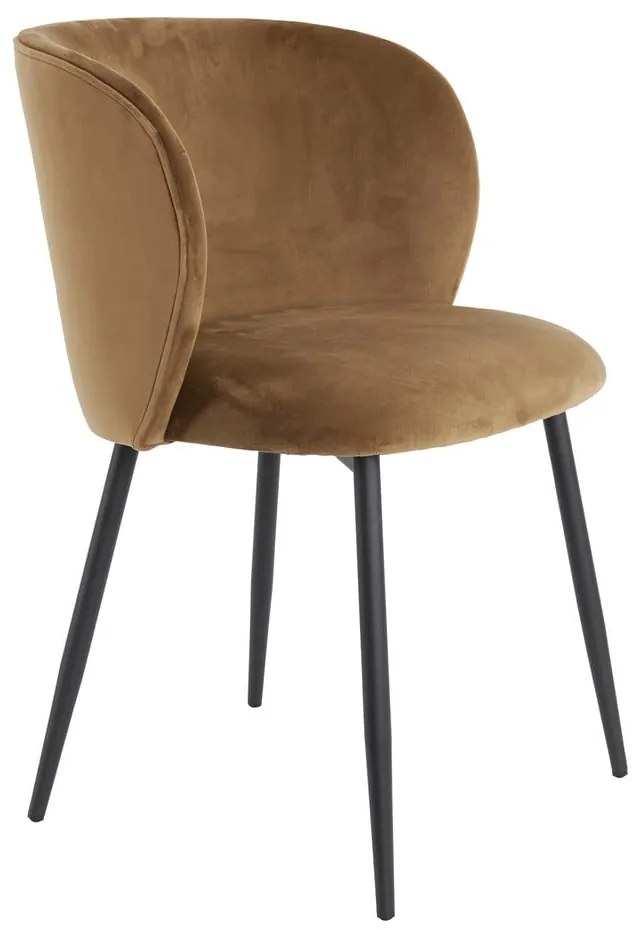 Кафяв кадифен стол за хранене Elyna - Light &amp; Living