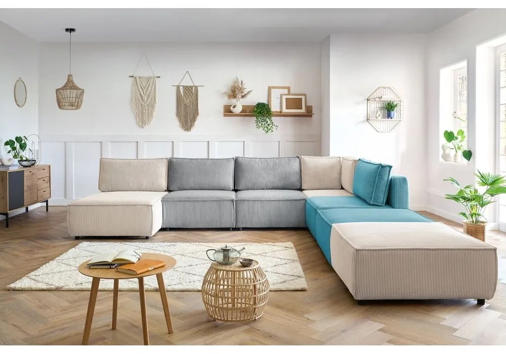 Променлив ъглов U-образен диван от велур Nihad modular - Bobochic Paris