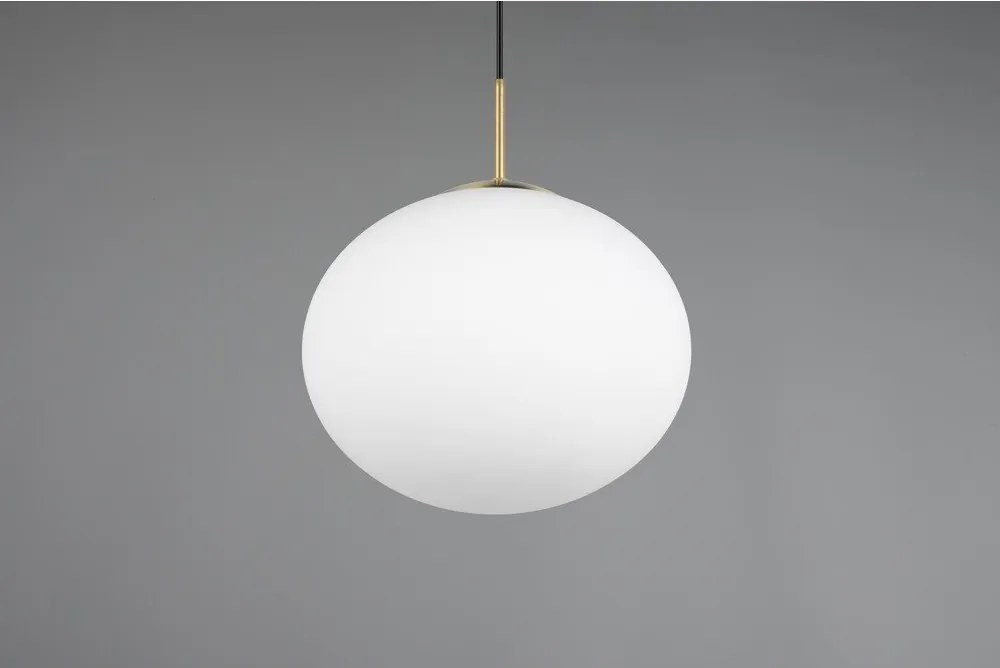 Бяло и златисто висящо осветително тяло със стъклен абажур ø 30 cm Fomento – Trio