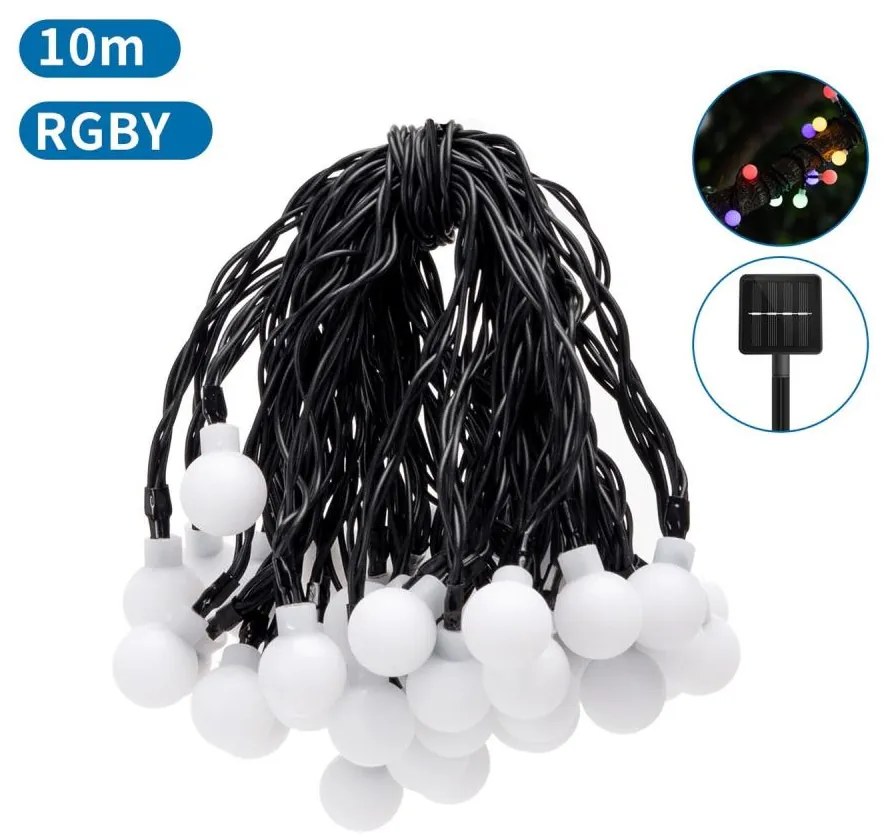 Aigostar - LED соларен декоративен гирлянд 50 LED, 8 функции, 12м, IP65, мултико