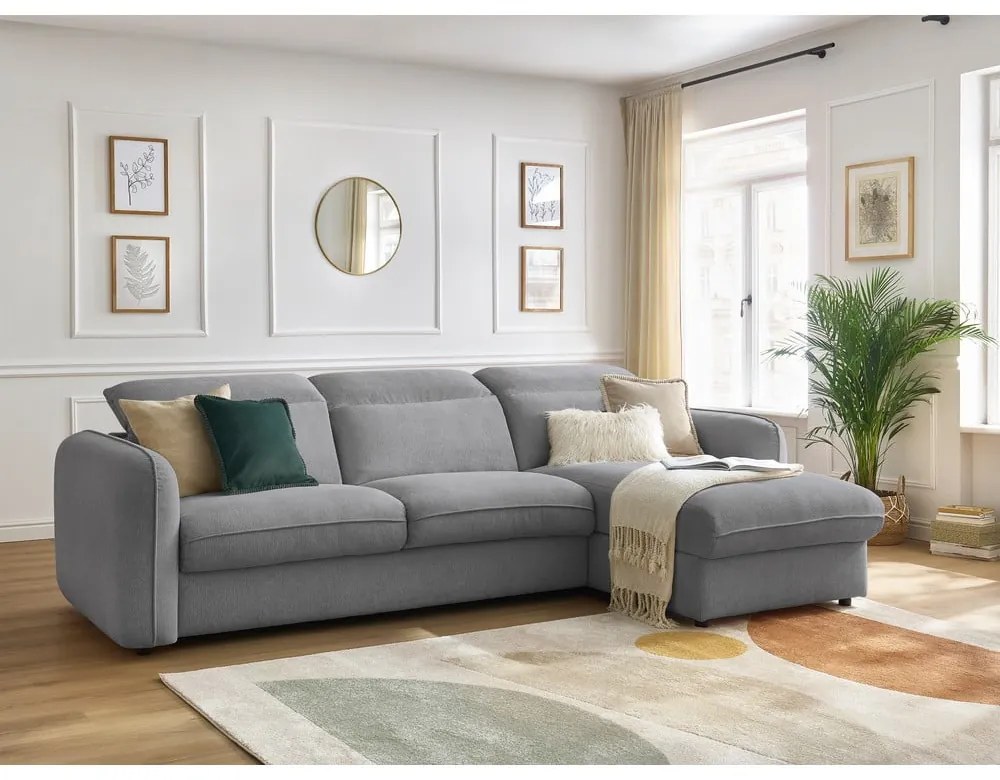 Светлосив разтегателен ъглов диван (променлив) Achille – Bobochic Paris