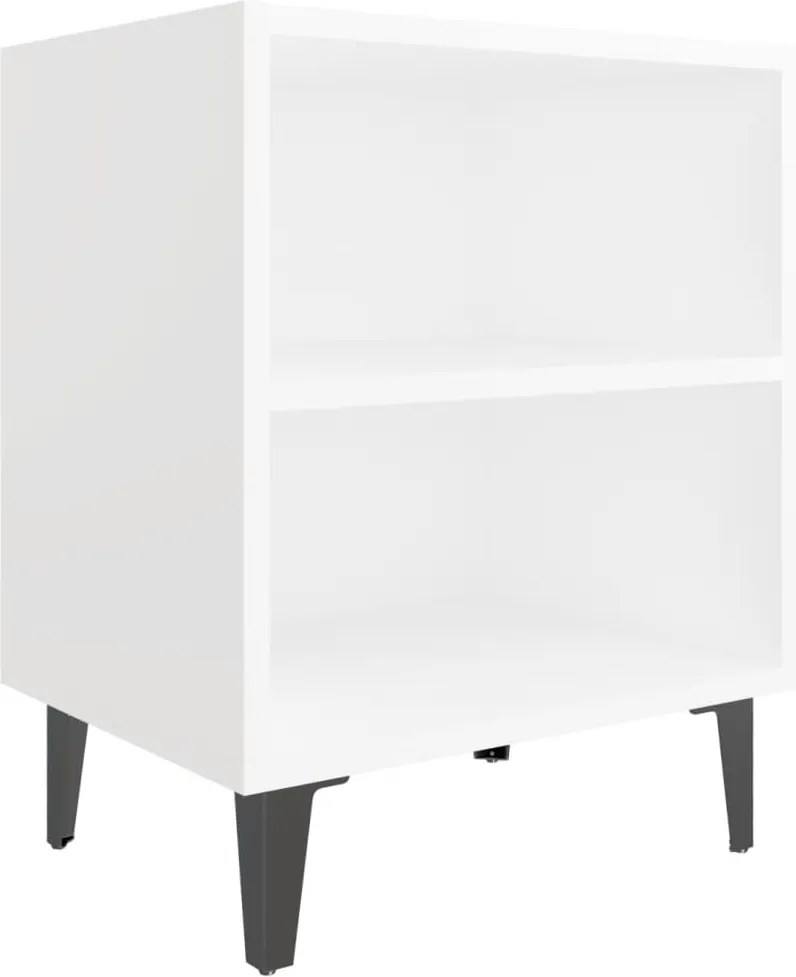 805797 vidaXL Нощно шкафче с метални крака, бяло, 40x30x50 см