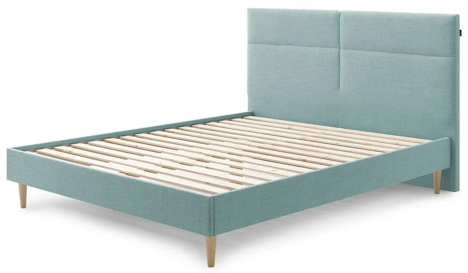 Тюркоазено тапицирано двойно легло с решетка 160x200 cm Elyna - Bobochic Paris