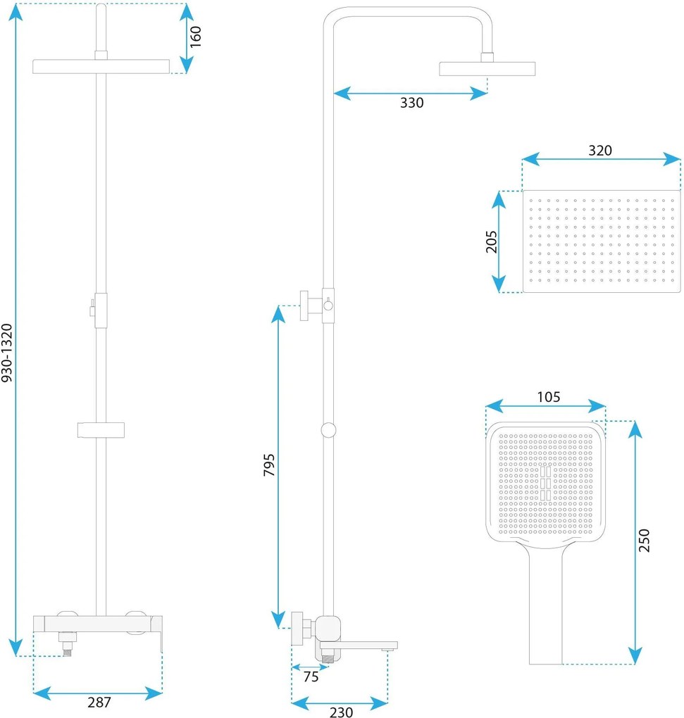 Комплект за душ Rea Arlo Brush Gold