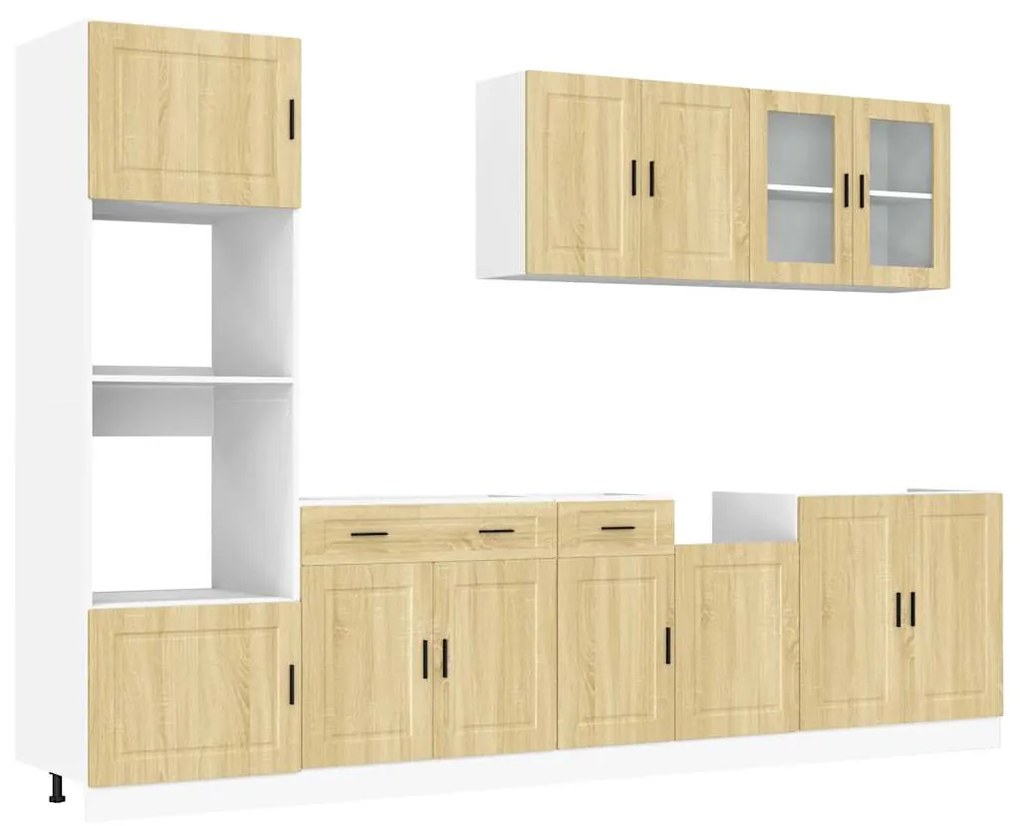 3314754 vidaXL Комплект кухненски шкафове, 7 части, "Porto", дъб сонома, инженерно дърво
