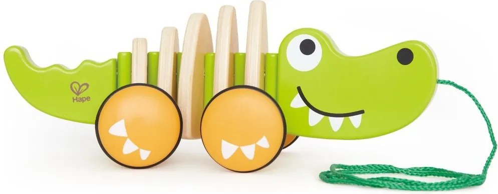Дървена играчка за дърпане - Крокодил