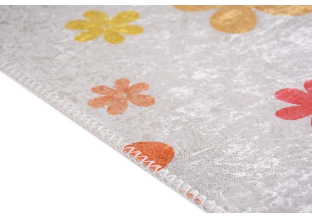 Детски килим подходящ за пране в оранжево цвят слонова кост 80x200 cm Fall Flowers – Vitaus