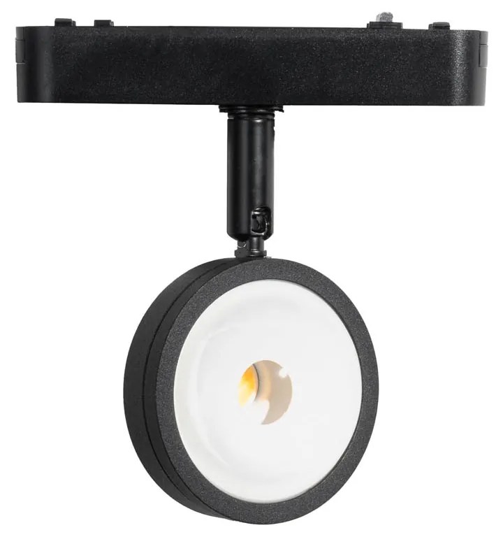 Модерен черен прожектор за 1-фазова релсова система с LED, въртящ се и накланящ се - Magnetic Lance