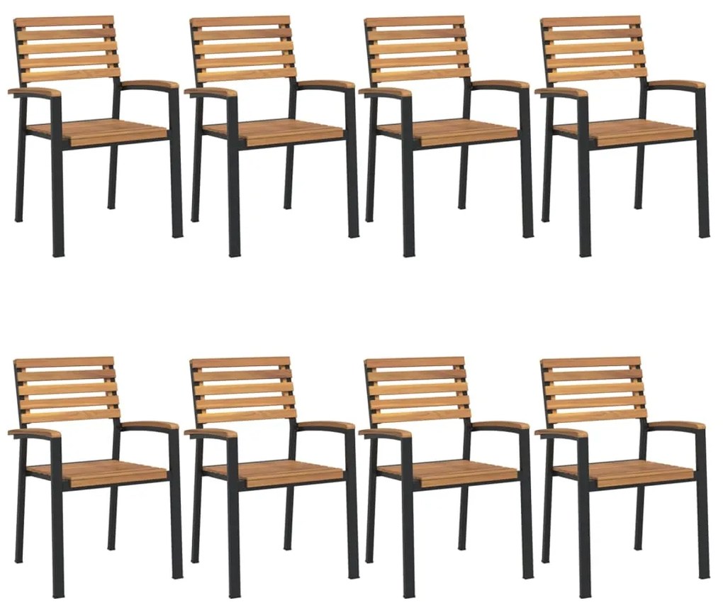 3155427 vidaXL Стифиращи градински столове, 8 бр, акация масив и метал