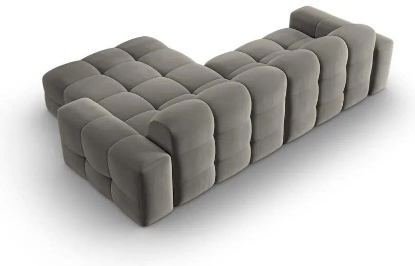 Ъглов диван от сиво кадифе (десен ъгъл) Kendal - Micadoni Home