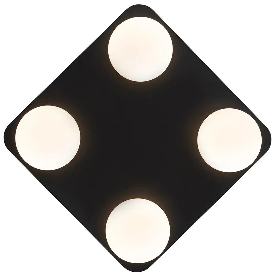 Модерна таванна лампа за баня черна квадратна 4-светлина - Cederic
