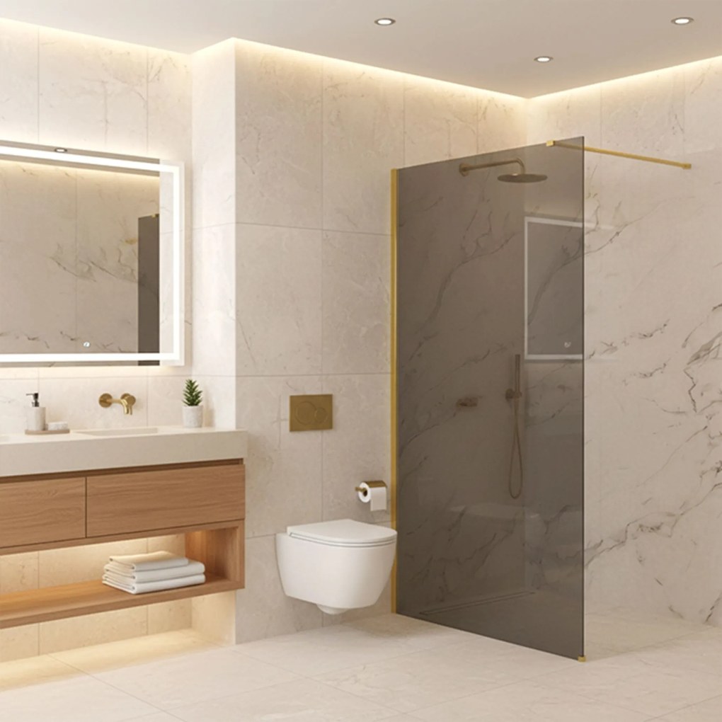 Параван за душ Rea Flexi Grey / Gold 140