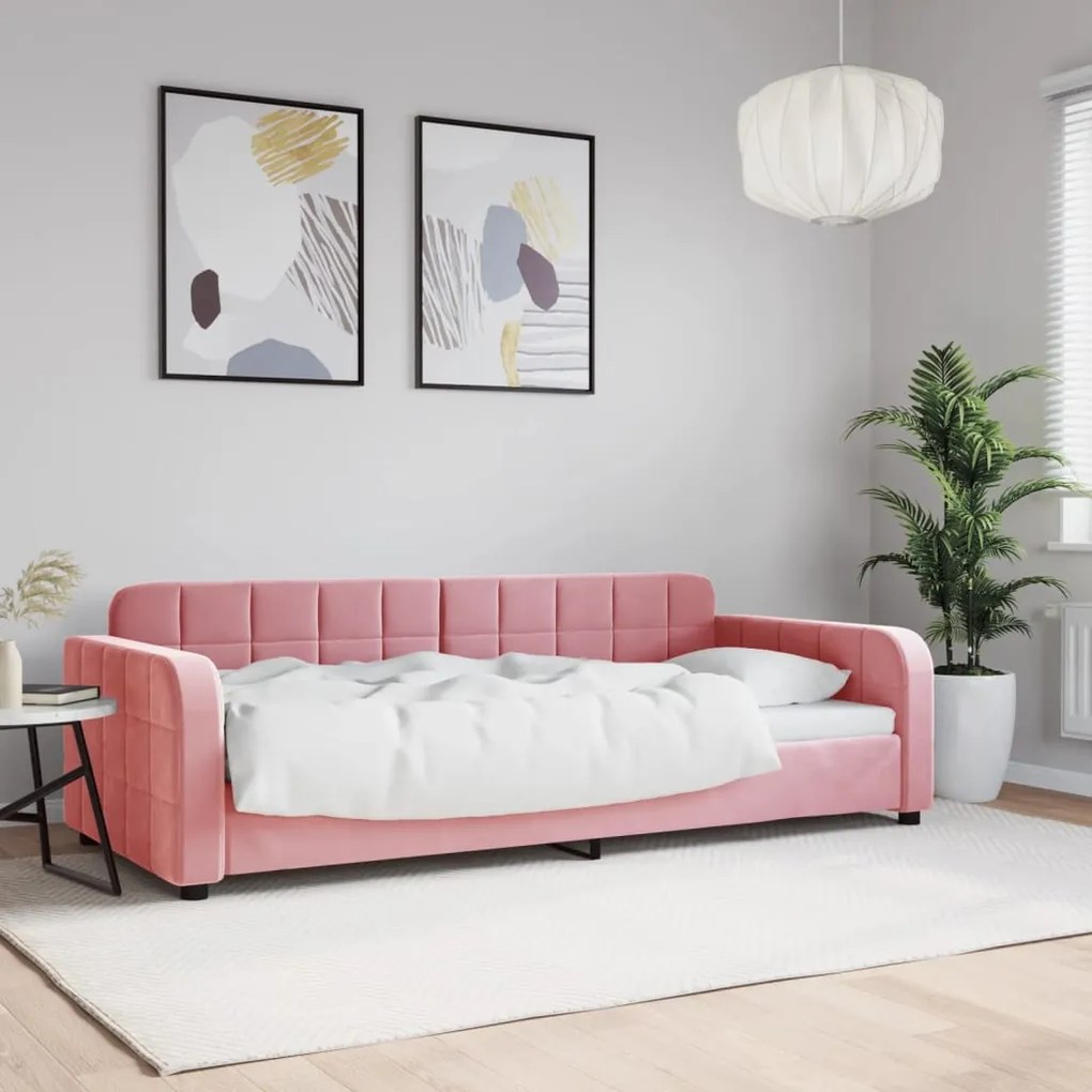 354061 vidaXL Кушетка, розова, 90x200 см, кадифе