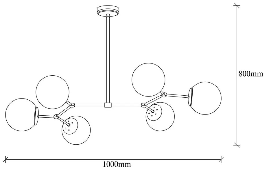 Черно висящо осветително тяло за 6 крушки Damar Horizontal - Opviq lights