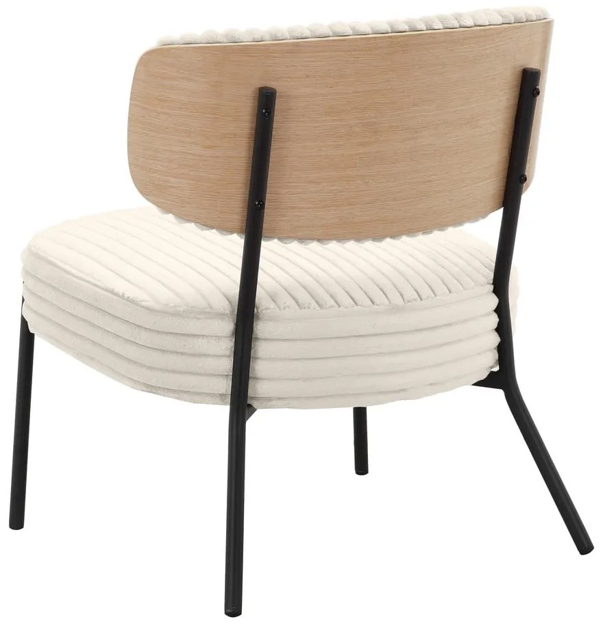 Кремав фотьойл с табуретка от рипсено кадифе Jerry – Støraa