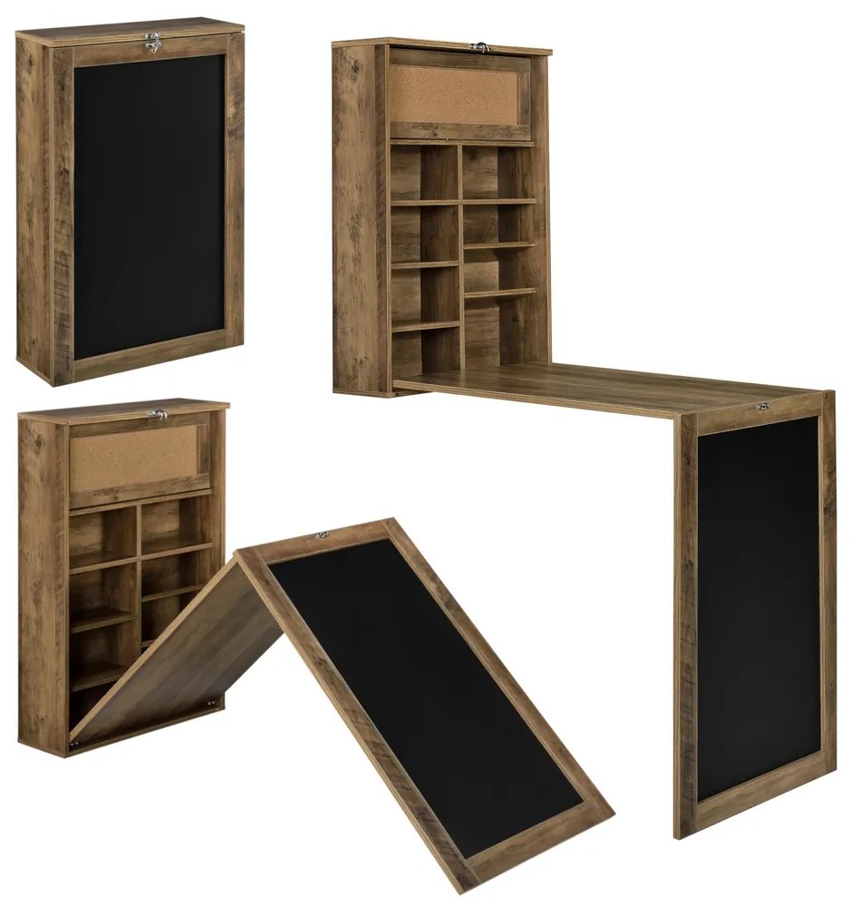 Сгъваема маса/шкаф с плот Естествено Дърво, Сгъната 80 x 50 x 18,5 см,MDF
