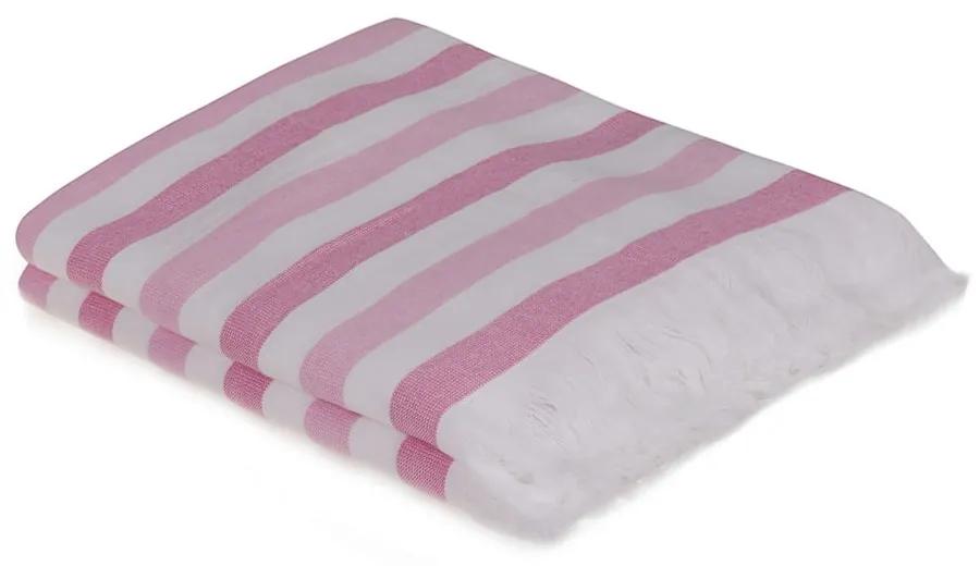 Розови памучни плажни кърпи в комплект от 2 броя 70x140 cm Stripe – Foutastic