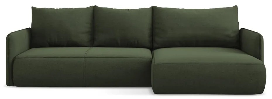 Зелен разтегателен ъглов диван с място за съхранение (десен ъгъл) Nanea – Makamii