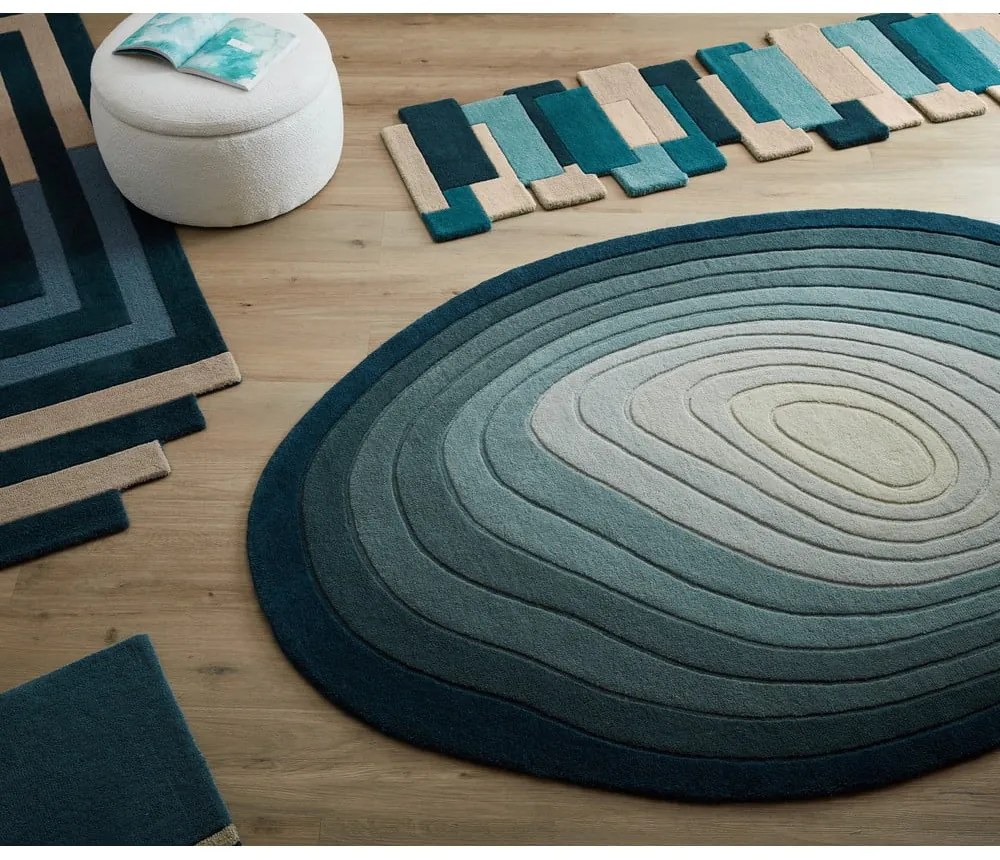 Син вълнен килим 200x290 cm Puddle Ombre Wool – Flair Rugs