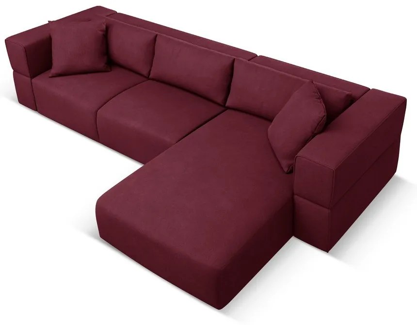 Ъглов диван в цвят бордо, десен ъгъл Esther – Milo Casa