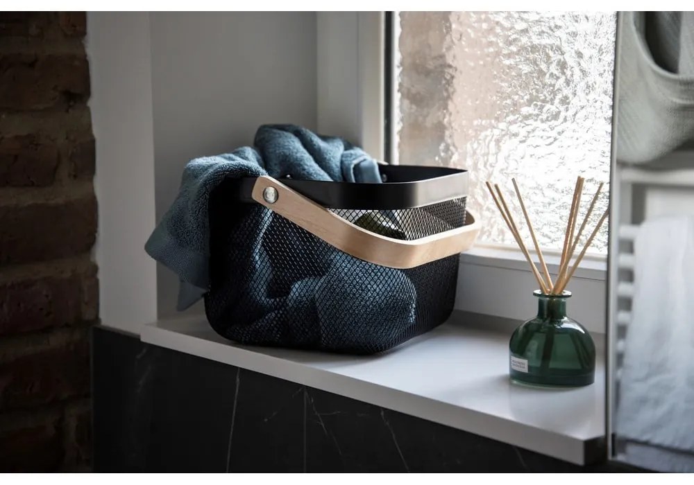 Черен органайзер за баня с бамбукова дръжка Bambusa - Wenko