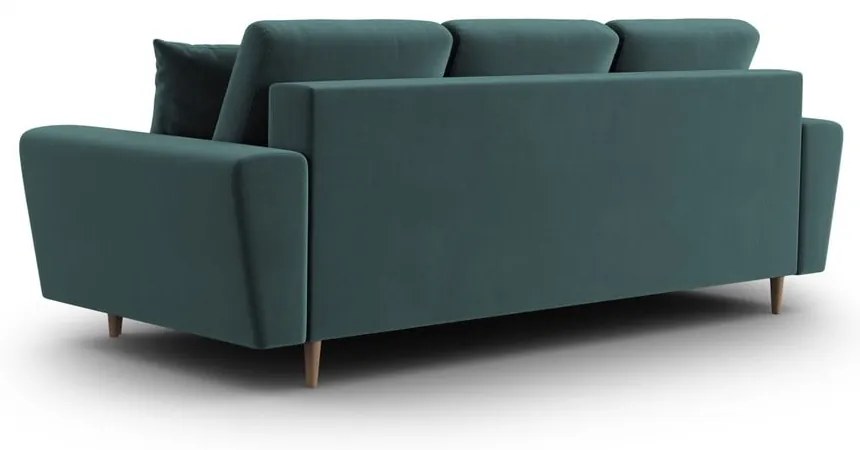 Кадифен разтегателен диван с място за съхранение в петролен цвят 235 cm Kyoto – Cosmopolitan Design