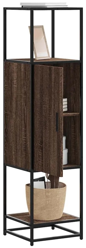 849038 vidaXL Висока дъска Кафяв дъб 35,5x35x139 cm Обработено дърво и метал