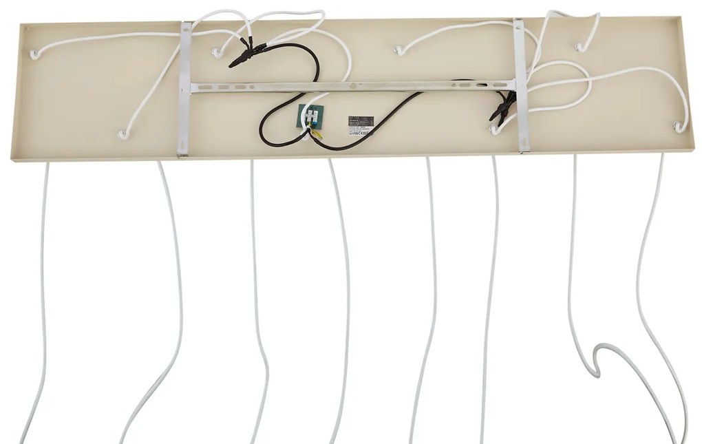 Арт Деко висяща лампа бежова с бяло стъкло 8 светлини - Sandra