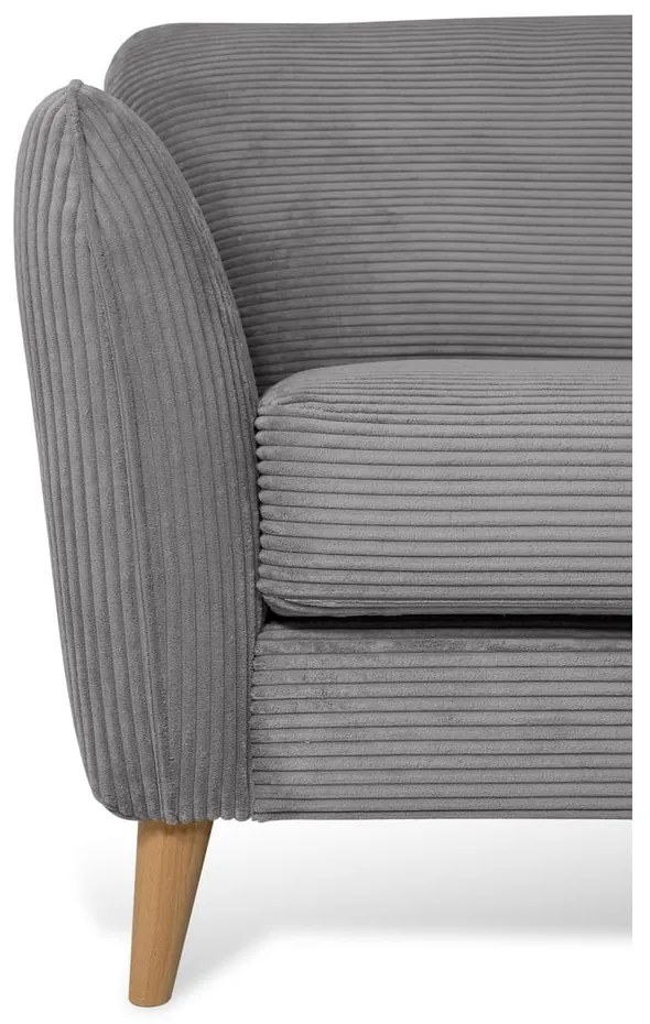 Тъмносив ъглов диван от рипсено кадифе (десен ъгъл) Paris – Scandic