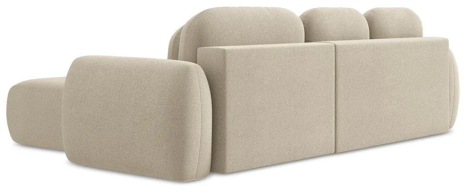 Светлокафяв разтегателен ъглов диван с място за съхранение от букле (десен ъгъл) Pele – Makamii