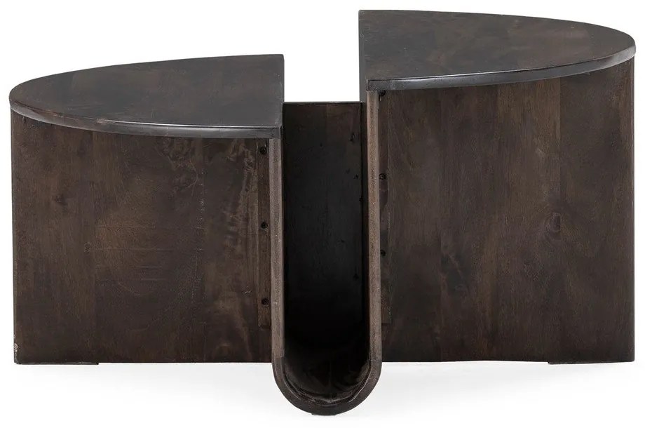 Тъмнокафява кръгла масичка за кафе от масивно манго ø 80 cm Divya – MOME