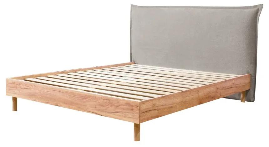 Светлосиво/естествено двойно легло с решетка 180x200 cm Charlie - Bobochic Paris