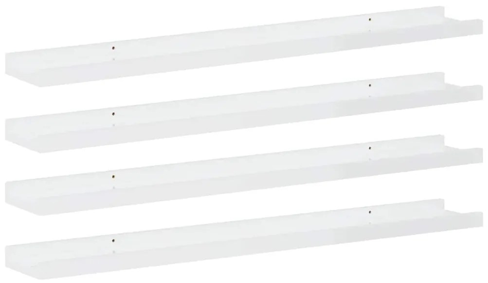 326655 vidaXL Стенни рафтове, 2 бр, бял гланц, 80x9x3 см