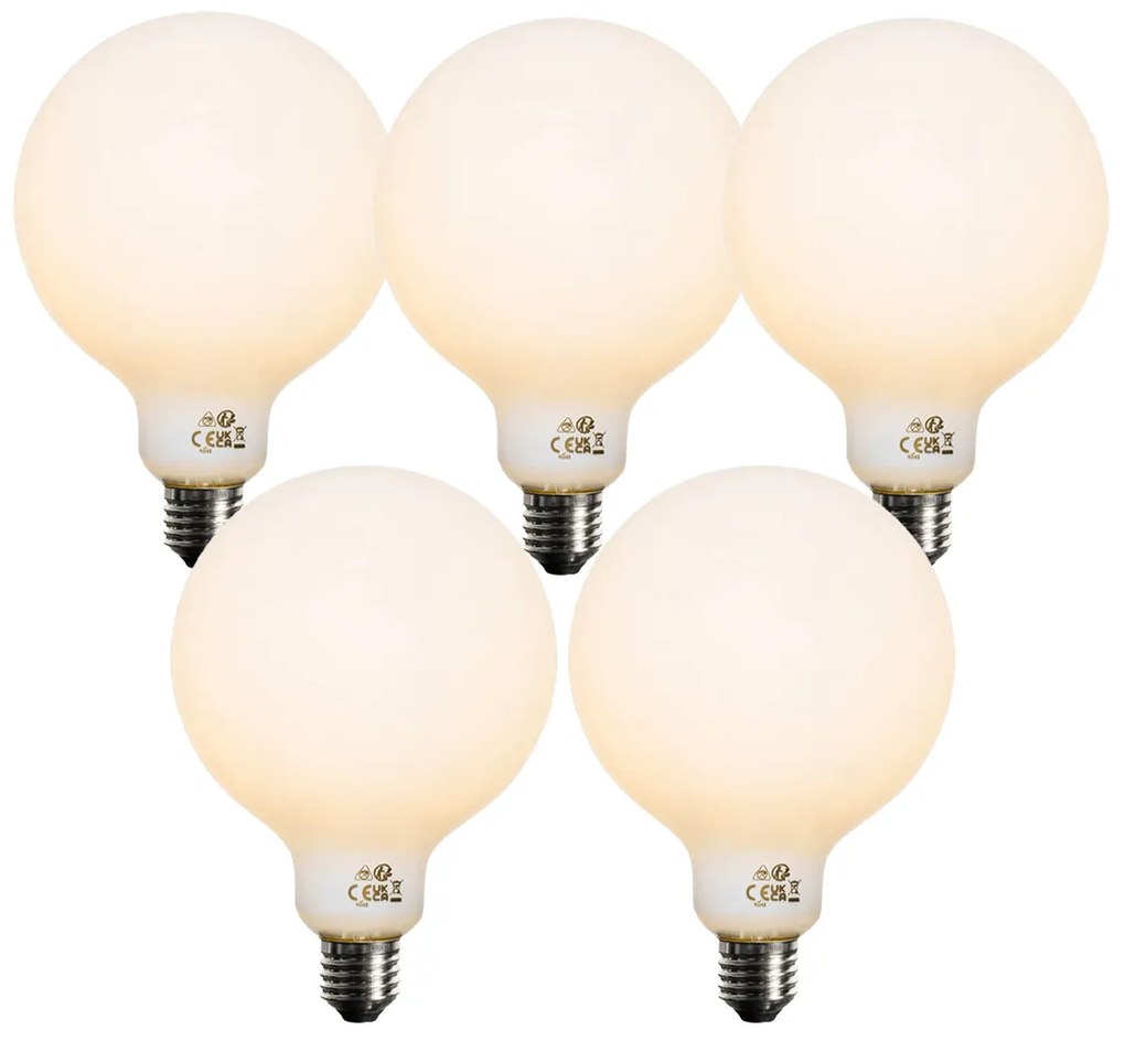 Комплект от 5 димируеми опал G125 LED крушки E27 5W 450 lm 2200K