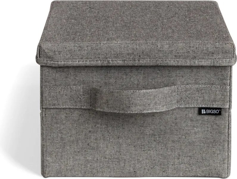 Сива текстилна кутия за съхранение с капак 27x36x19 cm Soft Storage Small – Bigso