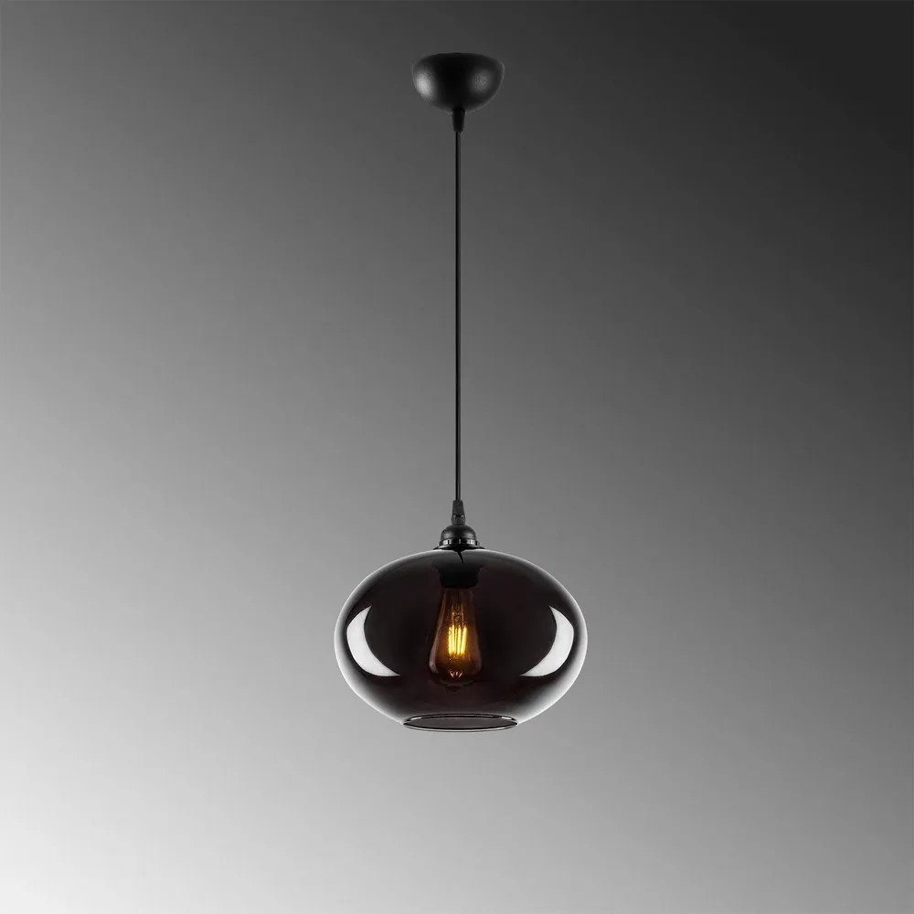 Висящо осветително тяло със стъклен абажур ø 27 cm Smoked – Opviq lights