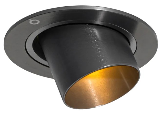 Модерно вградено прожекторно осветление тъмно сиво GU10 35 mm кръгло, накланящо се - Installa