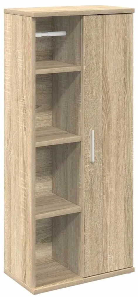858526 vidaXL Шкаф за баня с държач за ролки, дъб сонома, 39x22x90 см