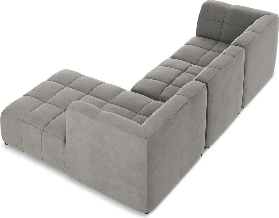 Сив кадифен ъглов диван (десен ъгъл) Aloha – Makamii