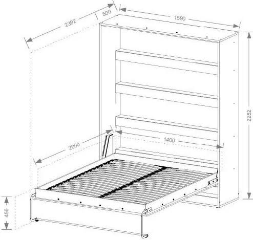 Стенно Легло Етер II-Бяло-Черен-140 х 200