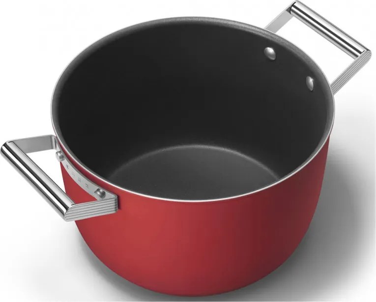 Тенджера SMEG CKFC2611RDM, 7.7 л, Ø26 см, Тефлоново покритие, До 250°C, Индукция, Червен