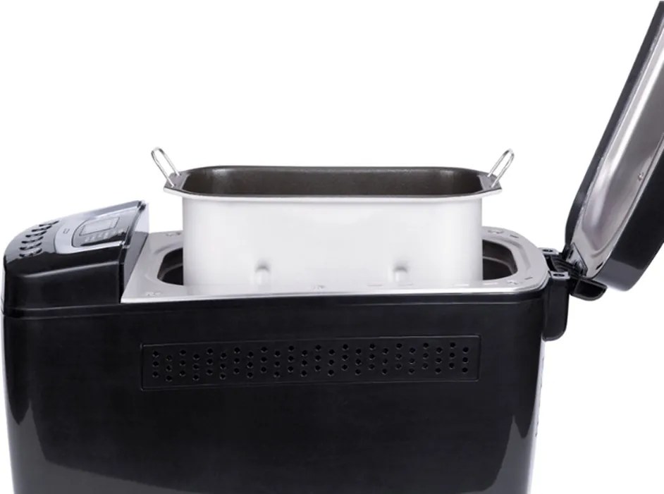 Хлебопекарна с две бъркалки ZEPHYR ZP 1446 E , 800W, 900-1250 гр, 12 програми, Таймер, Книжка с рецепти, Черен