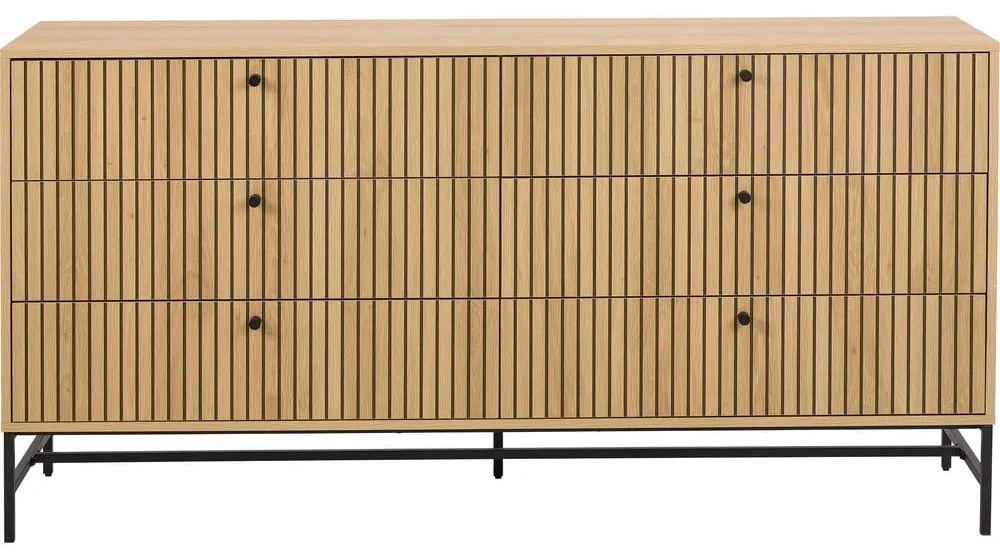 Скрин от дъбов декор в естествен цвят 158x80x40 cm Albany – Actona