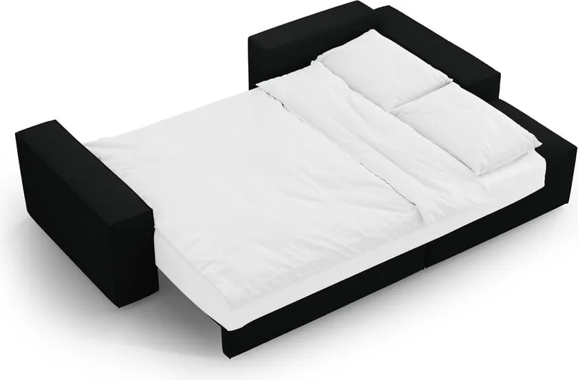 Черен разтегателен ъглов диван от букле (десен ъгъл) Jodie – Micadoni Home