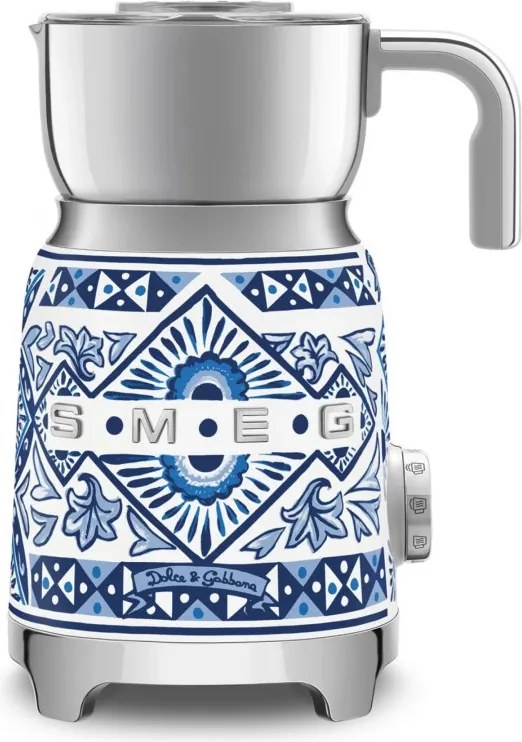 Уред за разпенване на мляко Smeg Dolce & Gabbana MFF01DGBEU, 500 W, 600 мл, Автоматично изключване, Без BPA, Средиземноморско синьо